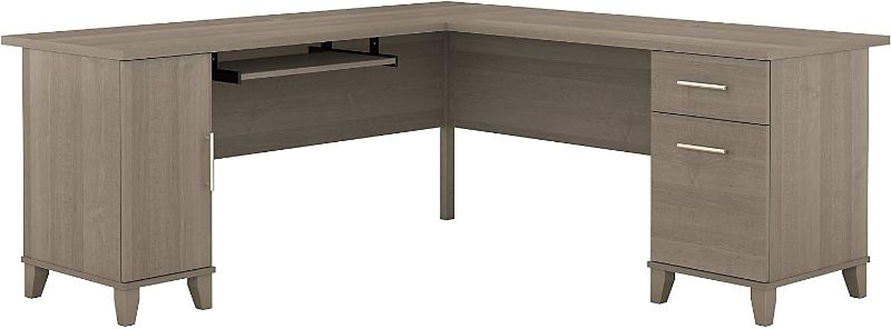 Photo 1 of (Incomplete - Box 1 of 2 Only - Parts Only) Bush Furniture Somerset L Shaped Desk with Storage, 72W, Ash Gray
