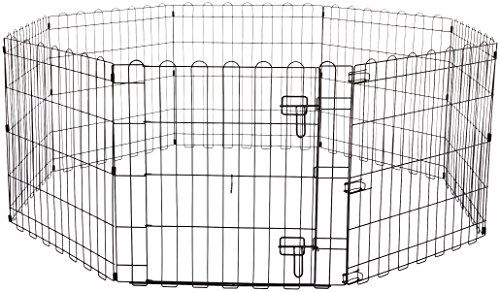 Photo 1 of Amazon Basics Foldable Metal Pet Dog Exercise Fence Pen with Door Gate - 60 X 60 X 24 Inches, Black