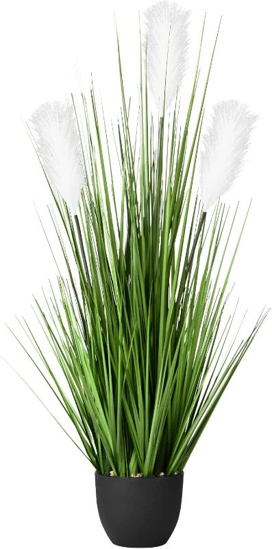 Photo 2 of 34" Artificial Greenery Floor Plants with Reed Flowers, Vlorart Tall Fake Plant Potted, Faux Pampas Grass Silk Plants for House Decorations, Lobby, Bathroom, Wedding, Garden Indoor Outdoor