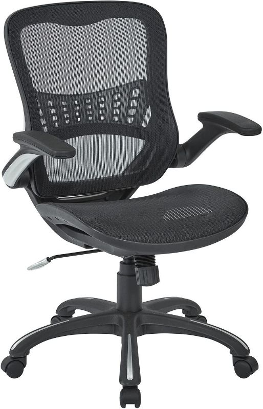 Photo 1 of Office Star Mesh Back & Seat, 2-to-1 Synchro & Lumbar Support Managers Chair, Black
