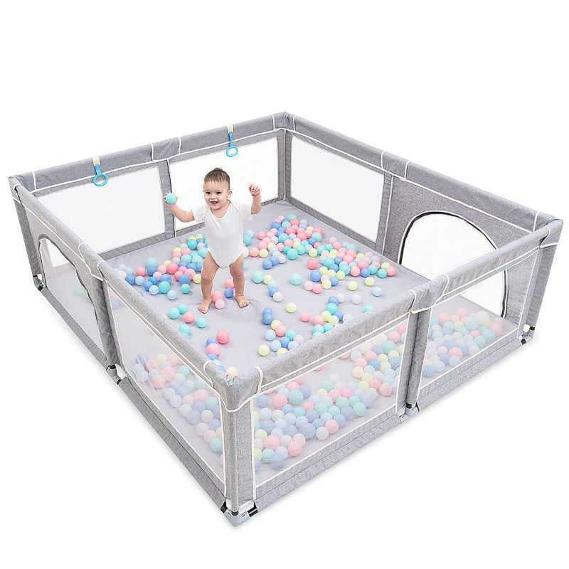 Photo 1 of Baby Playpen, SK-BP180GY, ith gate, Sturdy Safety Baby Fence Play Area for Babies, Toddler, Infants