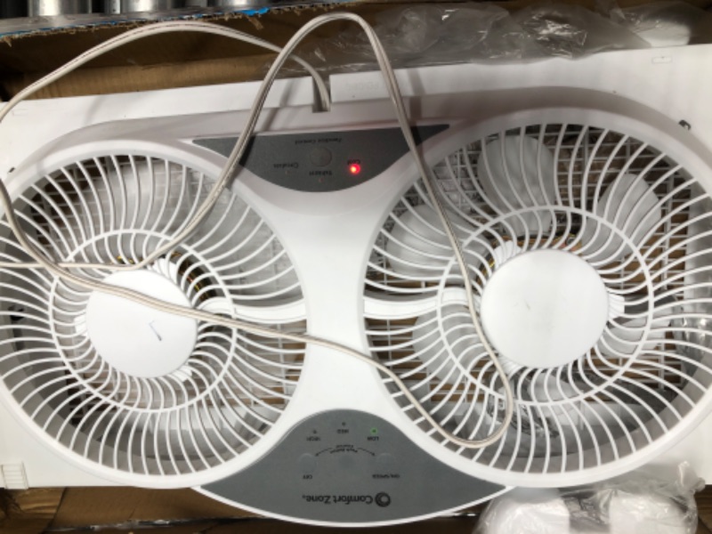 Photo 3 of 9 in. 3-Speed Expandable Reversible Twin Window Fan with Remote Control and Removable Cover and Bug Screen