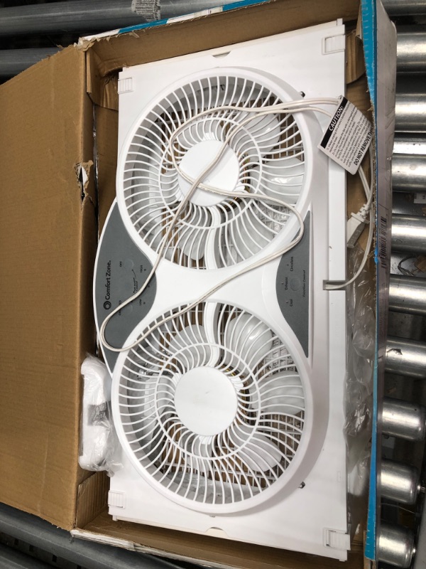 Photo 2 of 9 in. 3-Speed Expandable Reversible Twin Window Fan with Remote Control and Removable Cover and Bug Screen