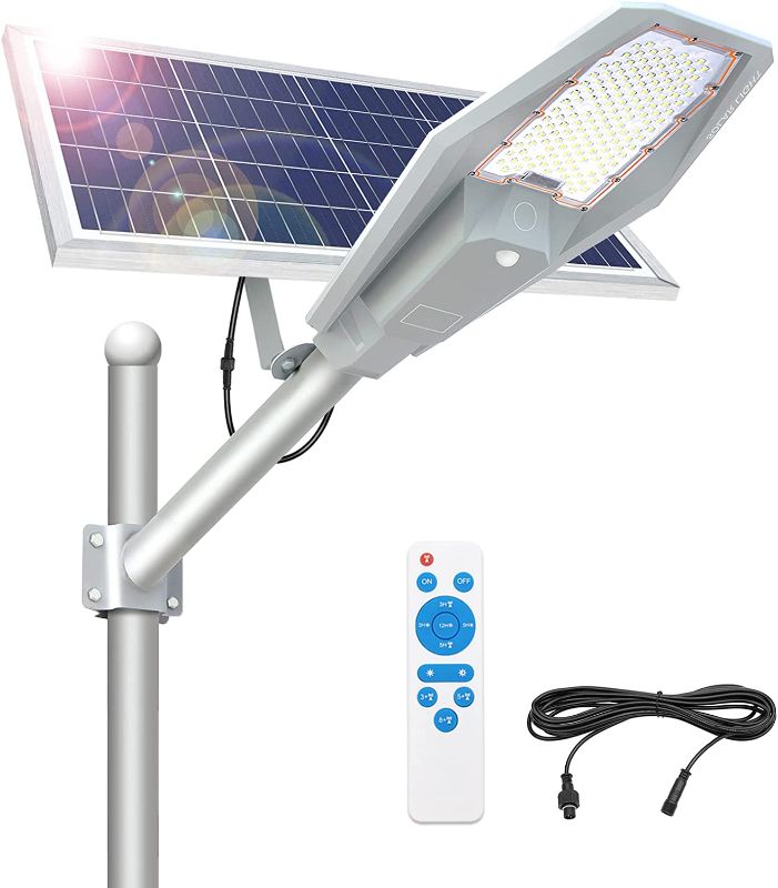 Photo 1 of 300W Solar Street Light Outdoor, APONUO Street Solar Lights Dusk to Dawn High Brightness 10000 Lumens Motion Sensor Solar Lamp with Remote Control IP67 Waterproof for Parking Lot, Pathway, Street
