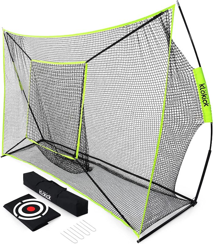 Photo 1 of 10' x 7' Heavy Duty Golf Practice Hitting Net with Target and Pocket Golf Nets for Backyard Driving with Carry Bag for Indoor or Outdoor Use
