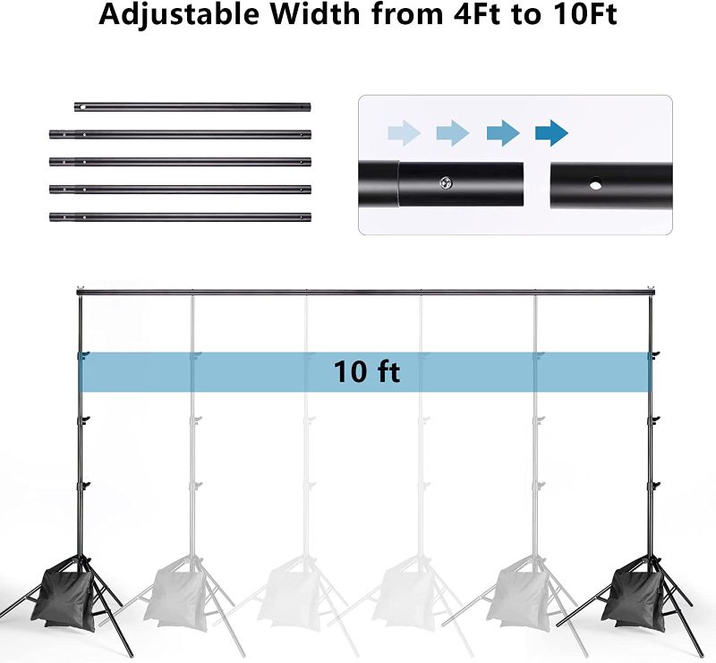 Photo 1 of Backdrop Stand 8.5x10ft, Photo Video Studio Adjustable Backdrop Stand for Parties, Wedding, Photography, Advertising