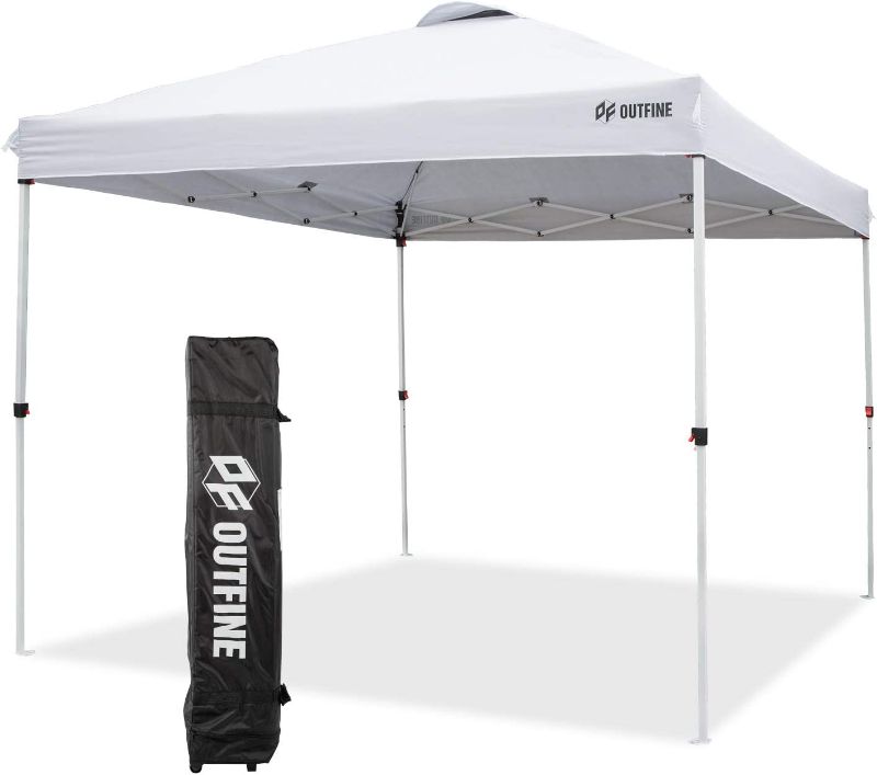 Photo 1 of ***PARTS ONLY** MAJOR DAMAGE 
OUTFINE Pop-up Canopy 10x10 Patio Tent Instant Gazebo Canopy with Wheeled Bag,Canopy Sandbags x4,Tent Stakesx8 (Light White, 10*10FT)
