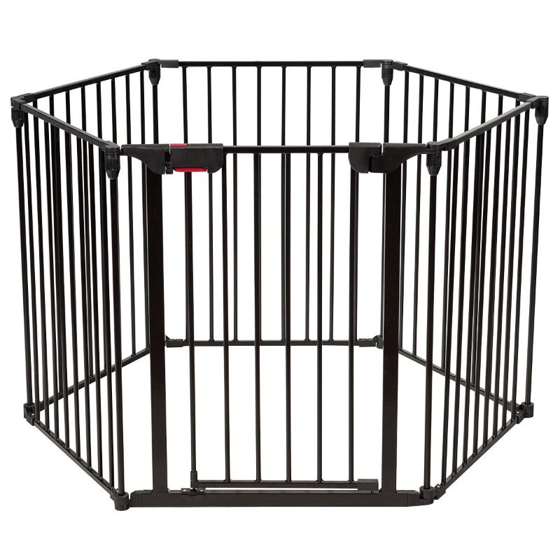 Photo 1 of 6 Panel Baby Safe Metal Gate Play Yard Pet Fence Barrier Wall-mount Adjustable
