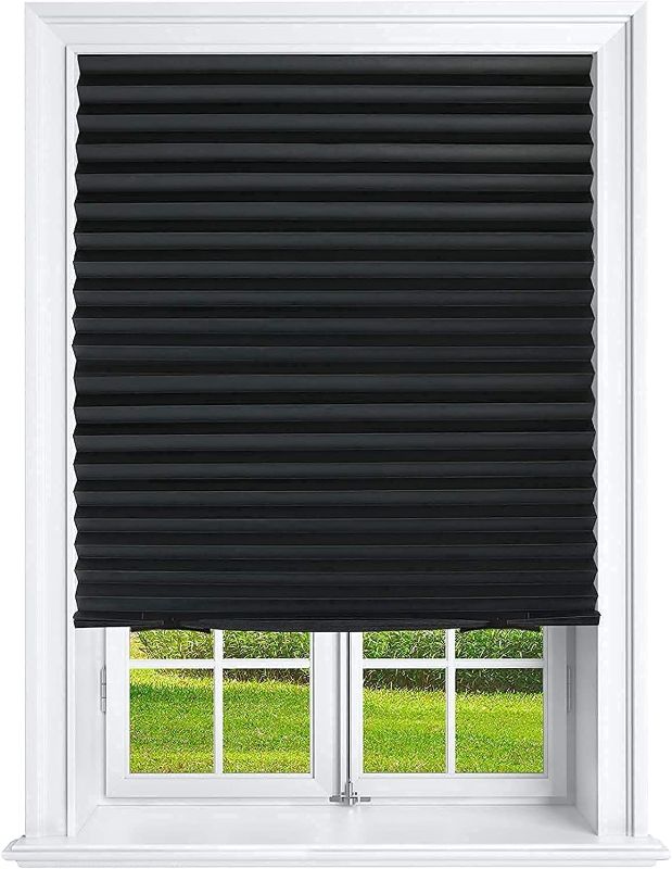 Photo 1 of  Pleated Window Paper Shades Room Darkening Blinds Black 36" x 69" (Pack of 6 Temporary Shades)