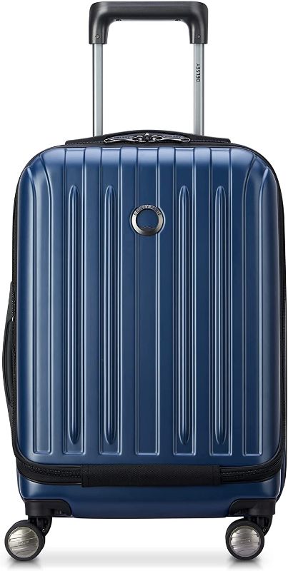 Photo 1 of DELSEY Paris Titanium Hardside Expandable Luggage with Spinner Wheels, Midnight Blue, Carry-On 19 Inch
