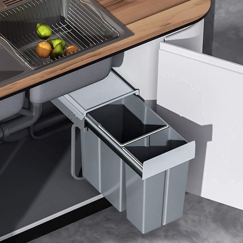 Photo 1 of  Pull Out Trash Can Under Cabinet 20 Quart + 10 Quart Under Sink Trash Can Double Sliding Trash Can Kitchen Pull Out Recycling Bin Waste Container for Garbage Classification
