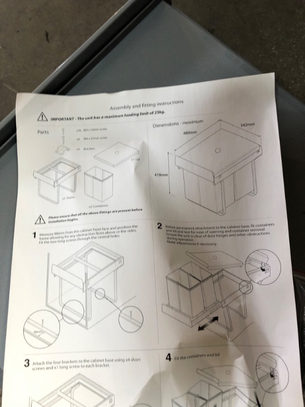 Photo 2 of  Pull Out Trash Can Under Cabinet 20 Quart + 10 Quart Under Sink Trash Can Double Sliding Trash Can Kitchen Pull Out Recycling Bin Waste Container for Garbage Classification
