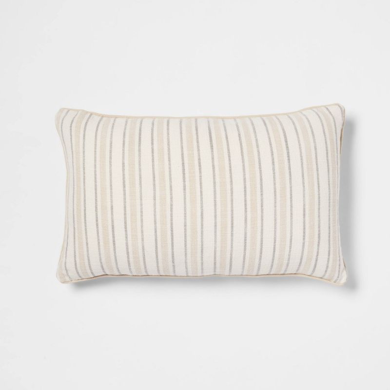 Photo 1 of 20"Woven Striped with Plaid Reverse Throw Pillow - Threshold™
