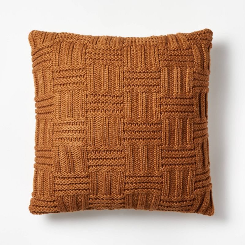 Photo 1 of 24" Oversized Basket Weave Knit Square Throw Pillow - Threshold™ Designed with Studio McGee
