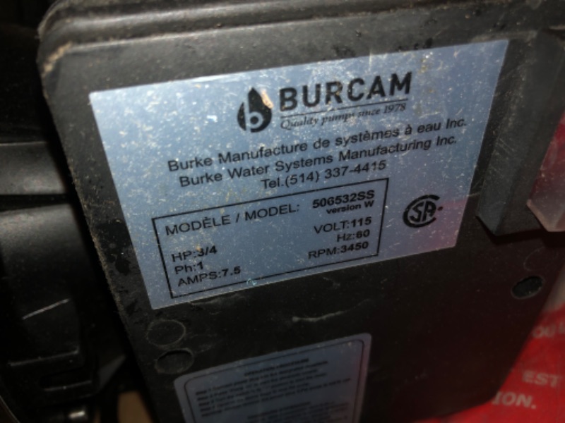 Photo 2 of Bur-Cam 506532SS ¾ HP dual application jet pump
