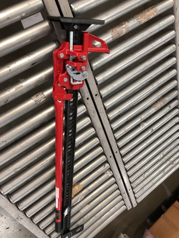 Photo 3 of YIYITOOLS Heavy Duty Farm Jack 48 inch, Portable Car Lift Jack Stand 3 Tons Capacity, Off Road High Lift Jack with Wide Base, Cast and Steel, Ratcheting Jack for Tractors Trucks SUVs Cars
