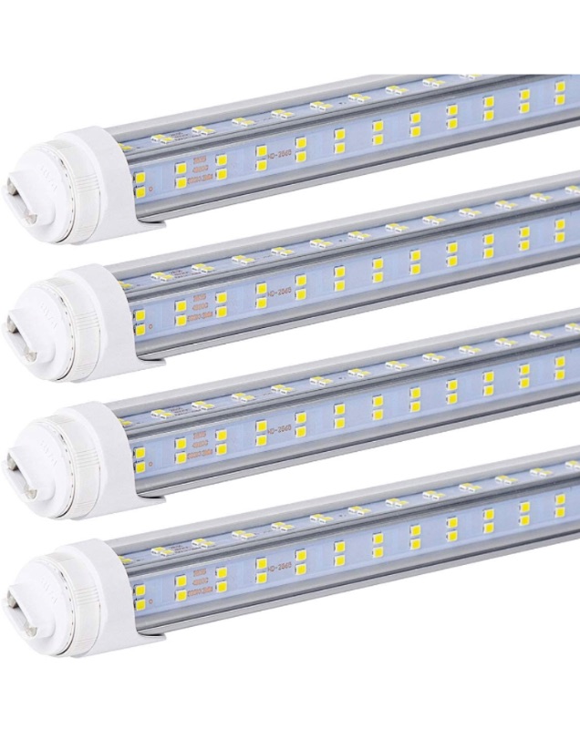Photo 1 of 10pcs,R17D/HO 8FT LED Bulb - Rotate V Shaped, 5000K Daylight 120W, 13500LM, 8 Foot LED Shop Light, 110W Equivalent F96T12/DW/HO, Clear Cover, T8/T10/T12 Replacement, Dual-End Powered, Ballast Bypass
 10pcs,R17D/HO 8FT LED Bulb - Rotate V Shaped, 5000K Day