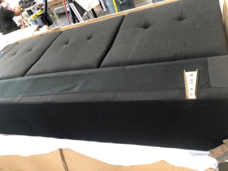 Photo 3 of **INCOMPLETE BOX 2 OF 2**- STARTOM Modern Reversible Sectional Sofa Set for Living Room Bedroom, 4 Seat L Shaped Sofa with Cup Holder and Left or Right Hand Chair, Black
