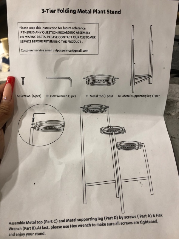 Photo 1 of 3-teir folding metal plant stand