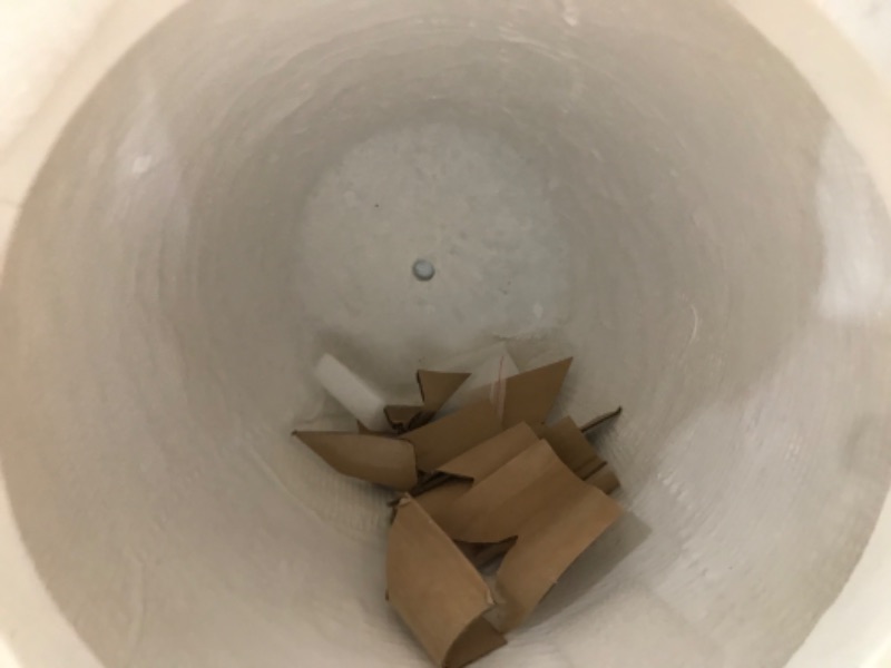 Photo 3 of (DAMAGE)22.4", 20.4" and 18.1"H Round Pure White Concrete Tall Planters Set of 3, Outdoor Indoor w/Drainage Hole & Rubber Plug
**MINOR COSMETIC DAMAGES, MINOR CRACKS**