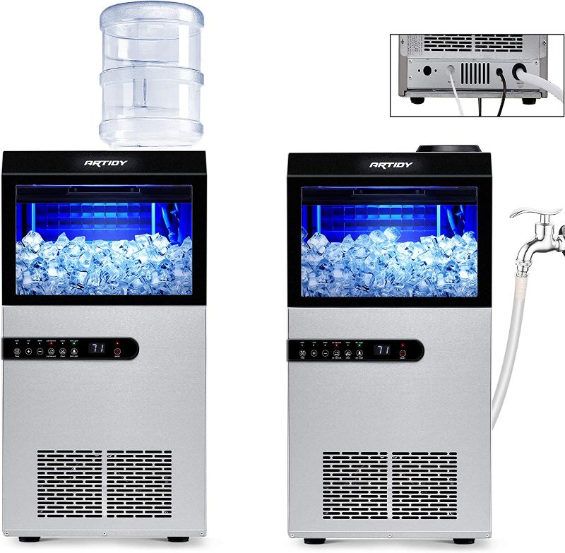 Photo 1 of Artidy Commercial Ice Maker Machine, 100LBS/24H Clear Square Ice Cube,33LBS Ice Storage Capacity with Auto Clean and LED Temperature Display for Home,Restaurant,Bar,Coffee Shop,Kitchen
