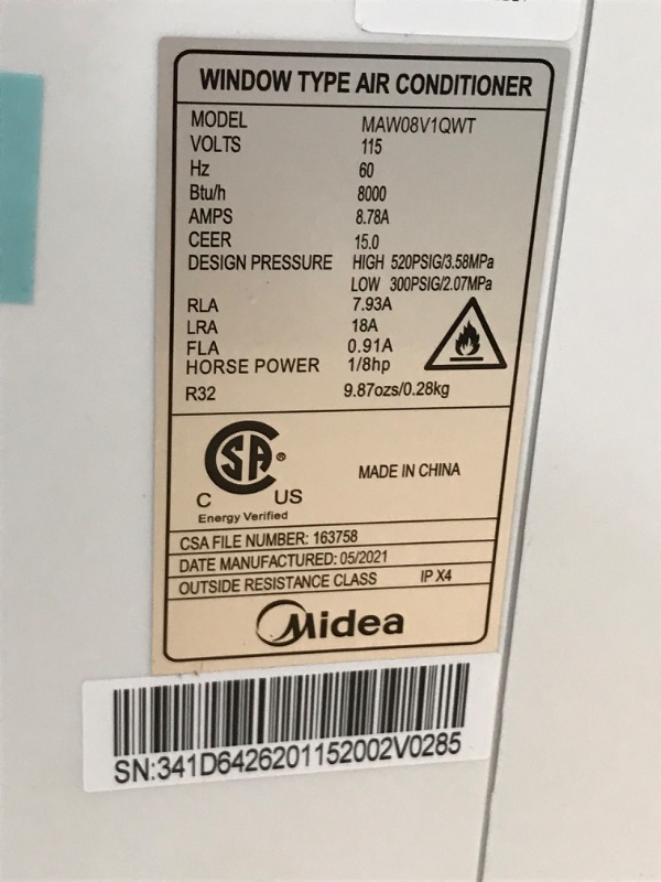 Photo 3 of ***PARTS ONLY***  Midea 8,000 BTU U-Shaped Inverter Window Air Conditioner WiFi, 9X Quieter, Over 35% Energy Savings ENERGY STAR MOST EFFICIENT