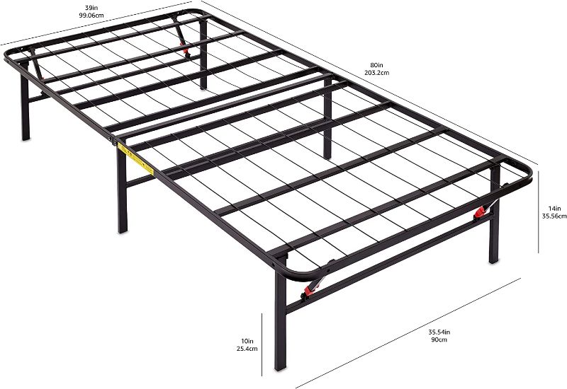 Photo 1 of Amazon Basics Foldable Metal Platform Bed Frame with Tool Free Setup, 14 Inches High, Twin XL, Black
