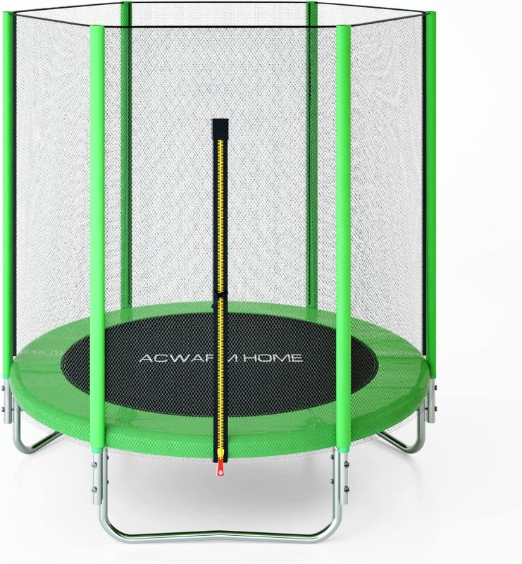 Photo 1 of ACWARM HOME 6FT Mini Trampoline for Kids, Toddler Trampoline Indoor with Safety Net, Small Round Trampolines-Green
