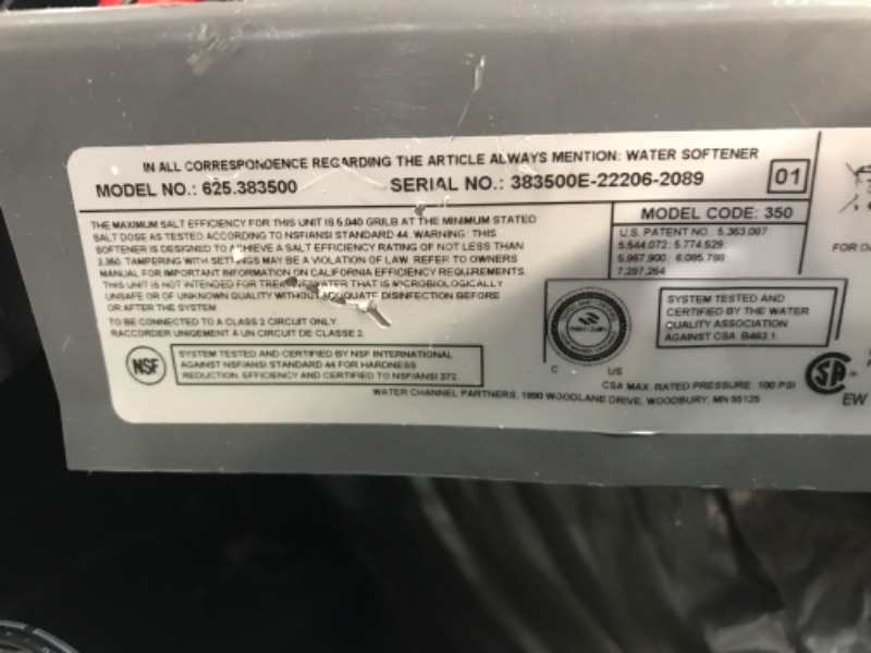 Photo 2 of DAMAGED*
Kenmore 350 Water Softener With High Flow Valve | Reduce Hardness Minerals & Clear Water Iron | Whole Home Water Softener | Easy To Install | Reduce Hard Water In Your Home , Black
