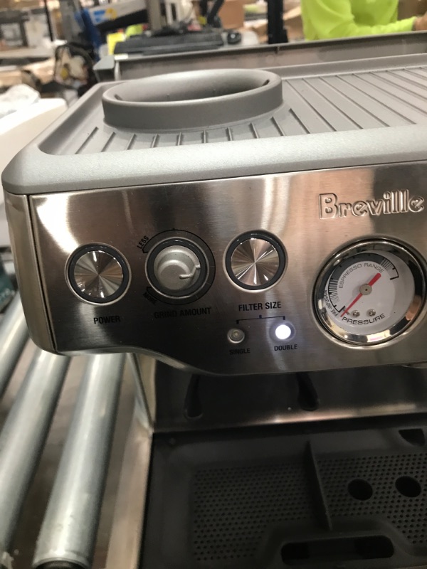 Photo 4 of TESTED POWERS ON**
Breville Barista Express Espresso Machine, Brushed Stainless Steel, BES870XL
