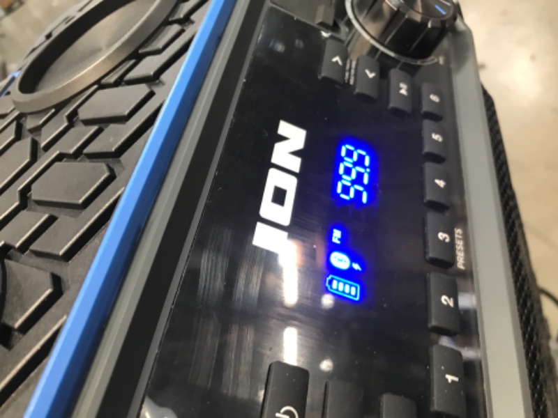 Photo 2 of ION Audio Pickup - 100-watt Water-Resistant Wireless Bluetooth Speaker with 75-Hour Rechargeable Battery, AM/FM Radio and Multi-Color Light Bar
