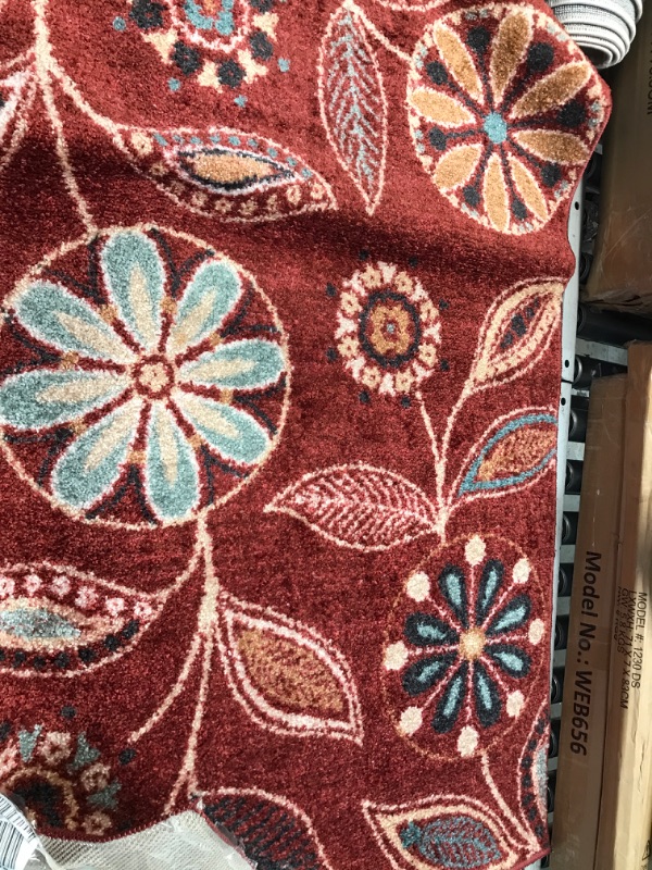 Photo 1 of AREA RUG RED WITH FLOWERS  2' X 3'