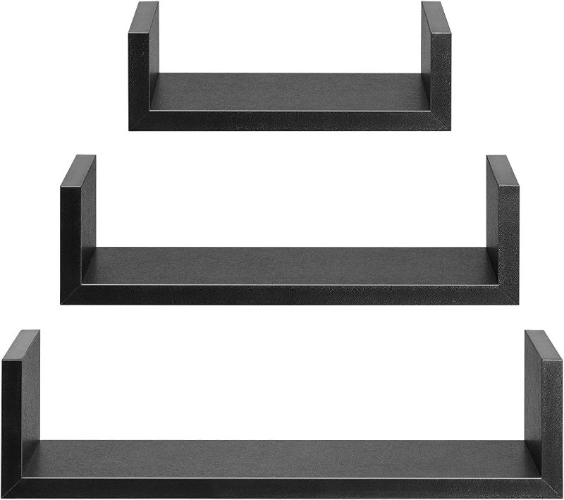 Photo 1 of 
AMADA HOMEFURNISHING Floating Shelves Wall Mounted, Wall Shelf for Bedroom/Bathroom/Living Room/Kitchen, Black Shelves 3 Sizes, U-Shaped - AMFS18B

