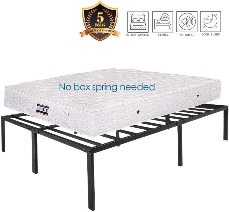 Photo 1 of 18 Inch Full Bed Frame No Box Spring Needed Metal Platform Bedframe with Storage for Kids High Tall Black
