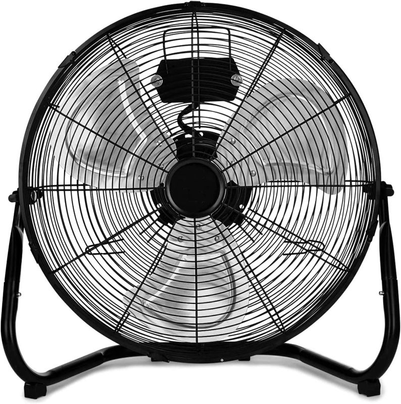 Photo 1 of  20 Inch 3-Speed High Velocity Heavy Duty Metal Industrial Floor Fans Quiet for Home, Commercial, Residential, and Greenhouse Use, Outdoor/Indoor, Black, 20"