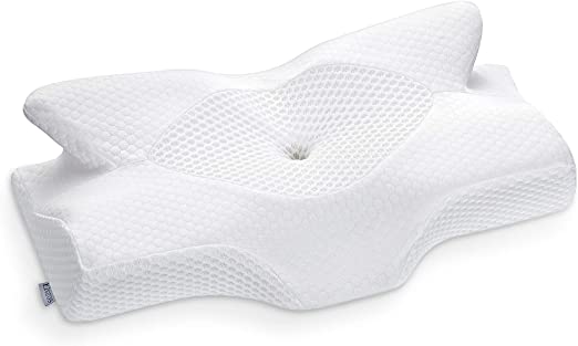 Photo 1 of  Cervical Memory Foam Pillow, Contour Pillows for Neck and Shoulder Pain, Ergonomic Orthopedic Sleeping Neck Contoured Support Pillow for Side Sleepers, Back and Stomach Sleepers (White)