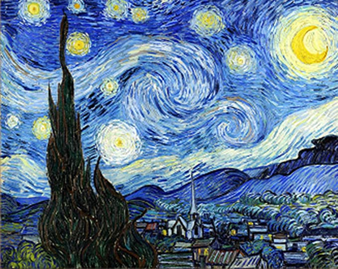 Photo 1 of Wowdecor Paint by Numbers Kits for Adults Kids, DIY Number Painting - Starry Night by Van Gogh Beautiful Sky 40 x 50 cm Stamped Canvas (Frame)
