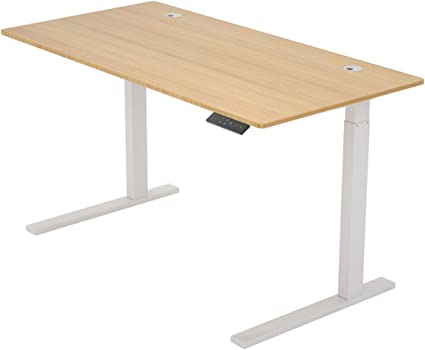 Photo 1 of ZHU CHUANG Height Adjustable Desk Electric Standing Desk Stand up Desk Home Office Desk Dual Motor Natural Color 100% Solid Bamboo (70" Rectangle, Desktop and Frame)
