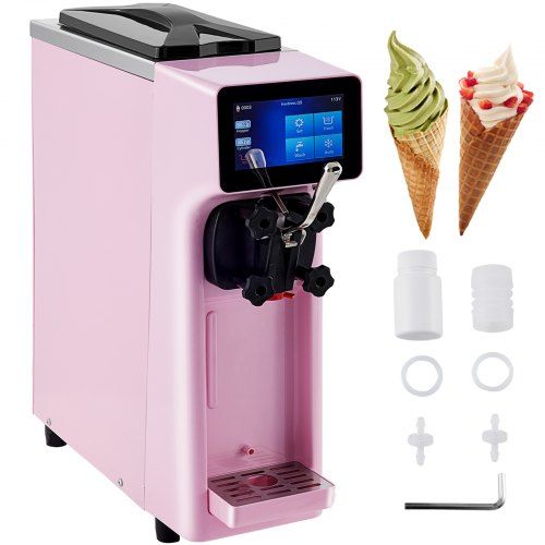 Photo 1 of NONFUNCTIONAL-VEVOR Commercial Ice Cream Maker, 10-20L/H Yield, 1000W Countertop Soft Serve Machine with 4.5L Hopper 1.6L Cylinder Touch Screen Puffing Shortage Alarm, Frozen Yogurt Maker for Café Snack Bar, Pink
