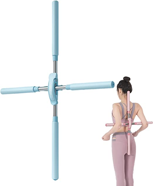 Photo 1 of Meideli Yoga Sticks Training for Posture Corrector, Retractable Humpback Correction Stick Open Shoulders & Back, Yoga Sticks Stretching Tool for Child, Teenager, Adults Blue

