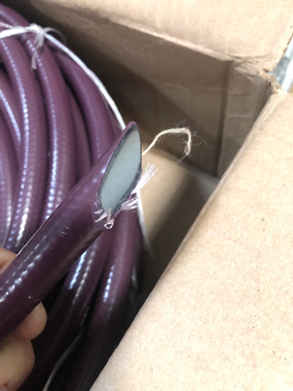 Photo 3 of (TORN OFF END) Ultra Light Solid Color 100' Garden Hose, Purple