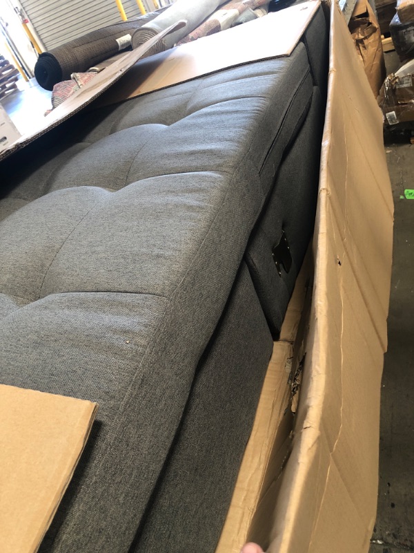 Photo 2 of (INCOMPLETE; NOT FUNCTIONAL; BOX1OF2; REQUIRES BOX2 FOR COMPLETION )MEGA Furnishing 3 PC Sectional Sofa Set, Gray Linen Lift -Facing Chaise with Free Storage Ottoman
