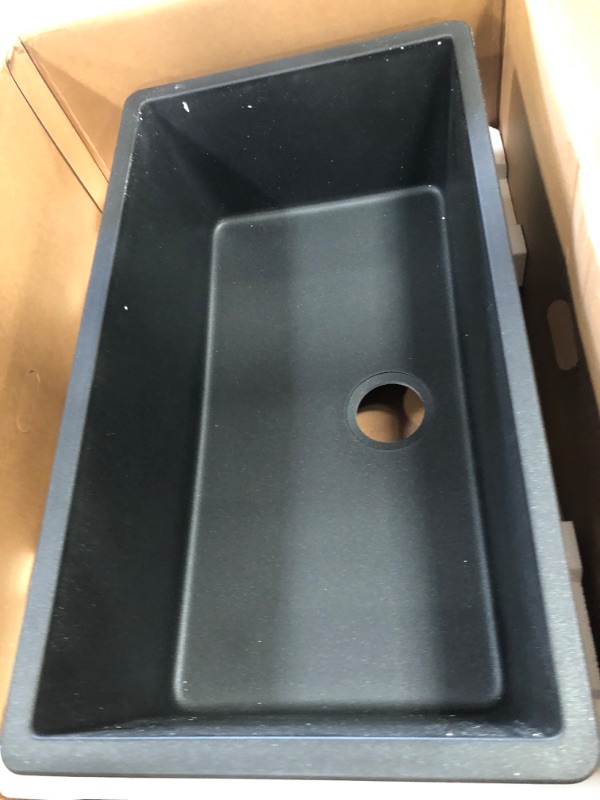 Photo 3 of Elkay Quartz Classic Black Quartz 33 in. Single Bowl Undermount Kitchen Sink