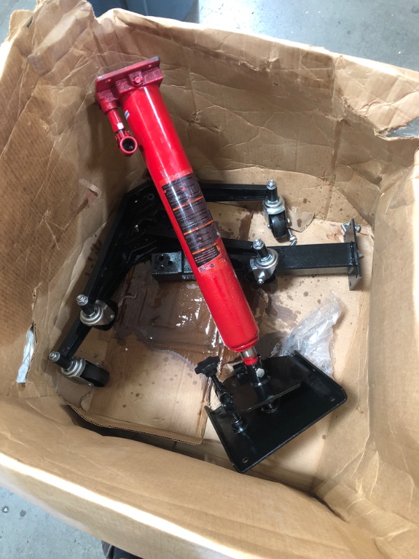 Photo 2 of (PARTS ONLY; MSSING MANUAL; OIL COMING OUT OF JACK) BIG RED TR4053 Torin Hydraulic Garage/Shop Telescoping Transmission Floor Jack: 1/2 Ton (1,000 lb) Capacity, Red
