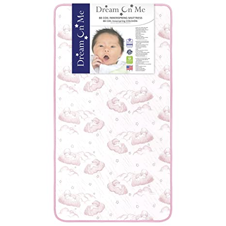 Photo 1 of Dream On Me Twilight 80 Coil Spring Crib and Toddler Bed Mattress, Wave Pink, 5"
