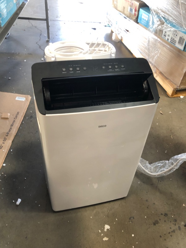 Photo 3 of (MISSING REMOTE) Dreo TwinCool 12000 BTU Smart Inverter Portable Air Conditioner with Dual Hose, 42dB Quiet,Powerful Cooling, Up to 450 Sq Ft, Remote Control, Dehumidify, 24H Timer, Window Mount Kit, White, DR-HAC001
