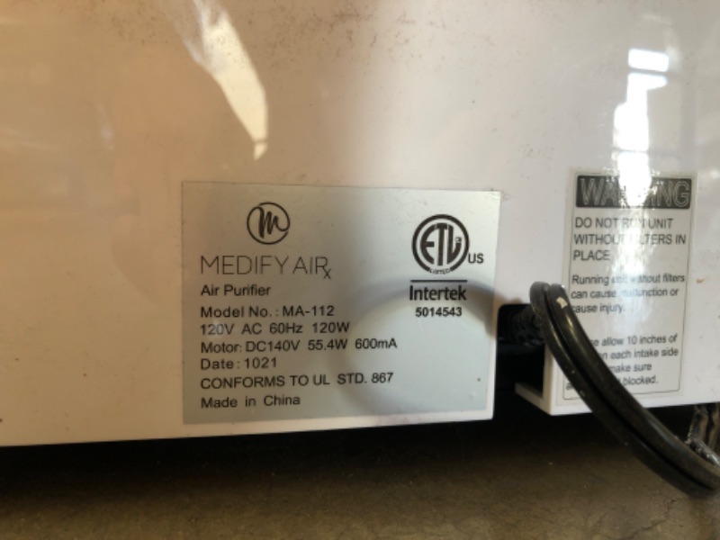 Photo 4 of ***PARTS ONLY*** Medify Air MA-112 V2.0 Air Purifier with H13 HEPA Filter