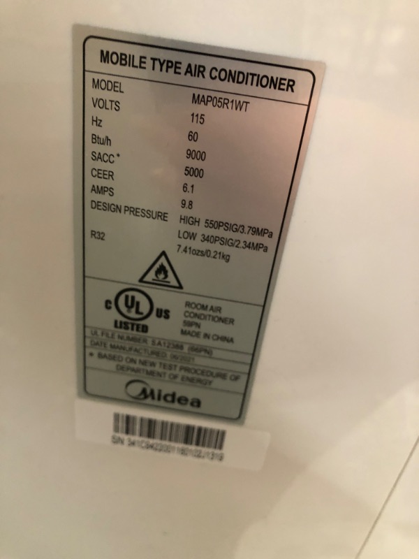 Photo 4 of * TESTED* Midea 8,000 BTU ASHRAE (5,300 BTU SACC) Portable Air Conditioner, Cools up to 175 Sq. Ft., Works as Dehumidifier & Fan, Remote Control & Window Kit...
