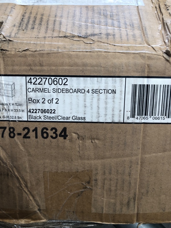 Photo 3 of INCOMPLETE
 BOX 2 OF 2
MISSING BOX 1 OF 2
Unique Furniture Dover 4-Section Sideboard Glass Door Display Cabinet, Black
