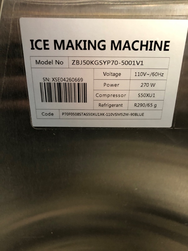 Photo 3 of * TESTED* Topdeep Commercial Ice Maker 110LBS/24H with 33LBS Storage Capacity, Stainless Steel Freestanding Ice Maker Machine Automatic Operation- Ideal for Home, Restaurants, Bars Ice Making
